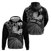 Personalised New Zealand Aotearoa Darts Masters Zip Hoodie Silver Fern and Maori Spirit - Polynesian Pride