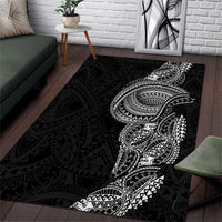 Traditional Polynesian Art Tattoos Area Rug Black Color - Polynesian Pride