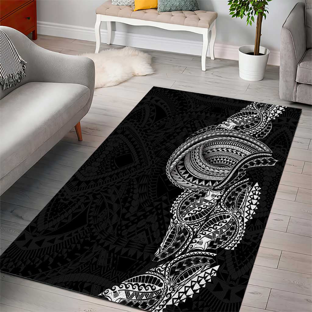 Traditional Polynesian Art Tattoos Area Rug Black Color - Polynesian Pride