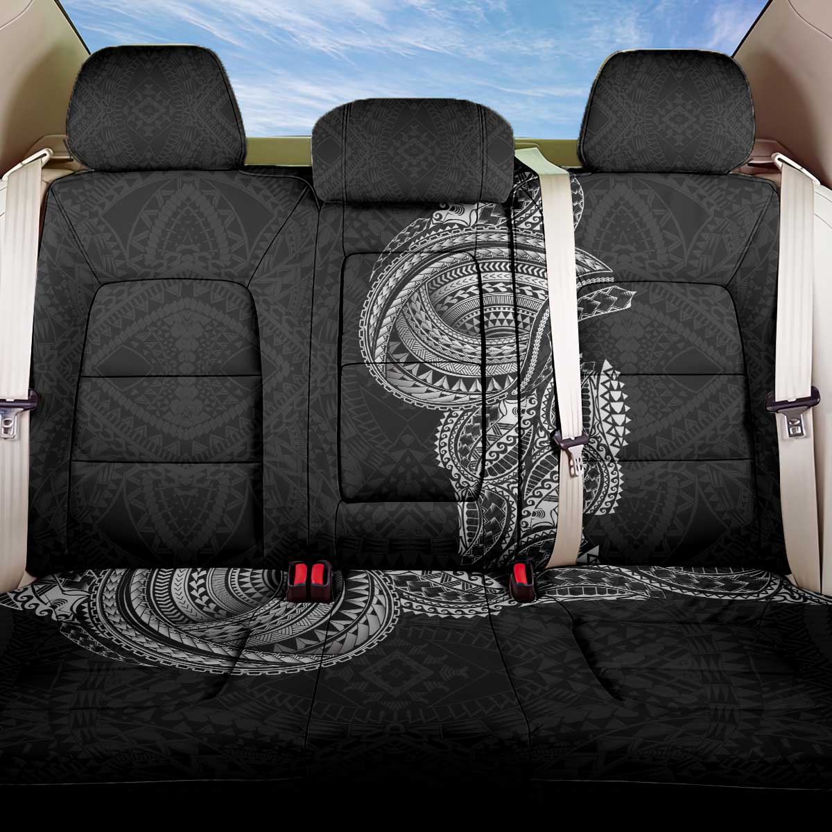 Traditional Polynesian Art Tattoos Back Car Seat Cover Black Color - Polynesian Pride