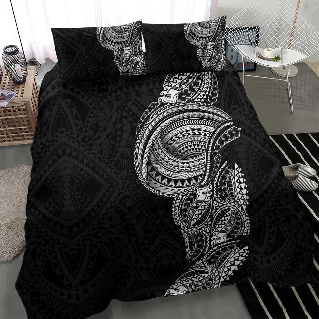 Traditional Polynesian Art Tattoos Bedding Set Black Color - Polynesian Pride