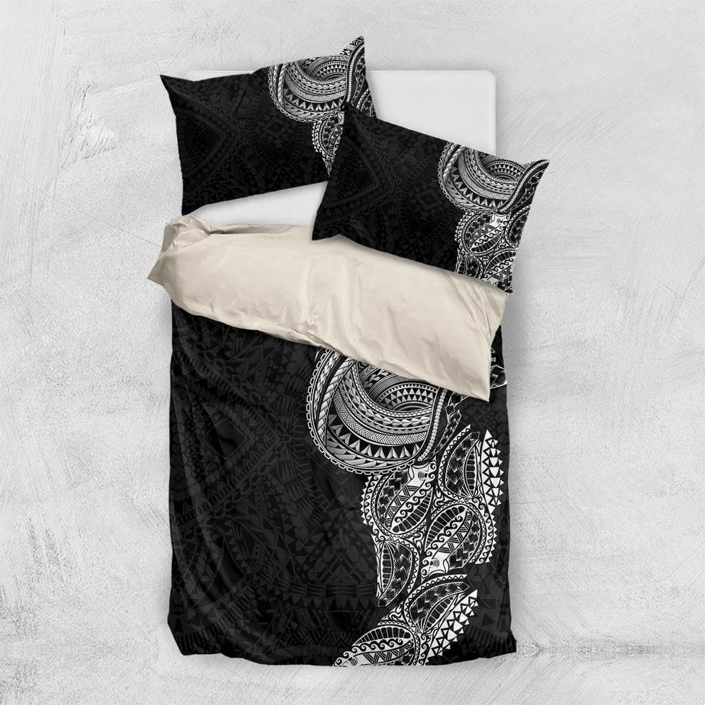 Traditional Polynesian Art Tattoos Bedding Set Black Color - Polynesian Pride