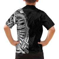 Traditional Polynesian Art Tattoos Family Matching Long Sleeve Bodycon Dress and Hawaiian Shirt Black Color LT03 - Polynesian Pride