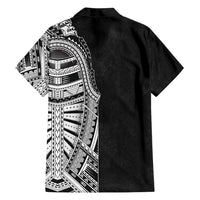 Traditional Polynesian Art Tattoos Family Matching Long Sleeve Bodycon Dress and Hawaiian Shirt Black Color LT03 - Polynesian Pride
