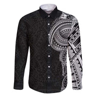 Traditional Polynesian Art Tattoos Family Matching Long Sleeve Bodycon Dress and Hawaiian Shirt Black Color LT03 Dad's Shirt - Long Sleeve Black - Polynesian Pride