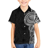 Traditional Polynesian Art Tattoos Family Matching Long Sleeve Bodycon Dress and Hawaiian Shirt Black Color LT03 Son's Shirt Black - Polynesian Pride