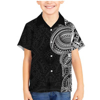 Traditional Polynesian Art Tattoos Family Matching Mermaid Dress and Hawaiian Shirt Black Color LT03 Son's Shirt Black - Polynesian Pride