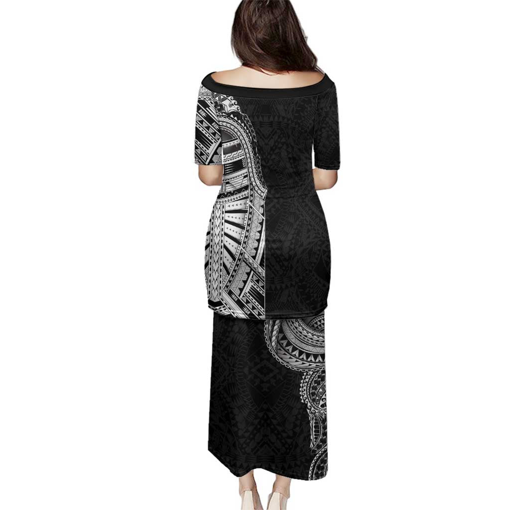 Traditional Polynesian Art Tattoos Family Matching Puletasi and Hawaiian Shirt Black Color LT03 - Polynesian Pride
