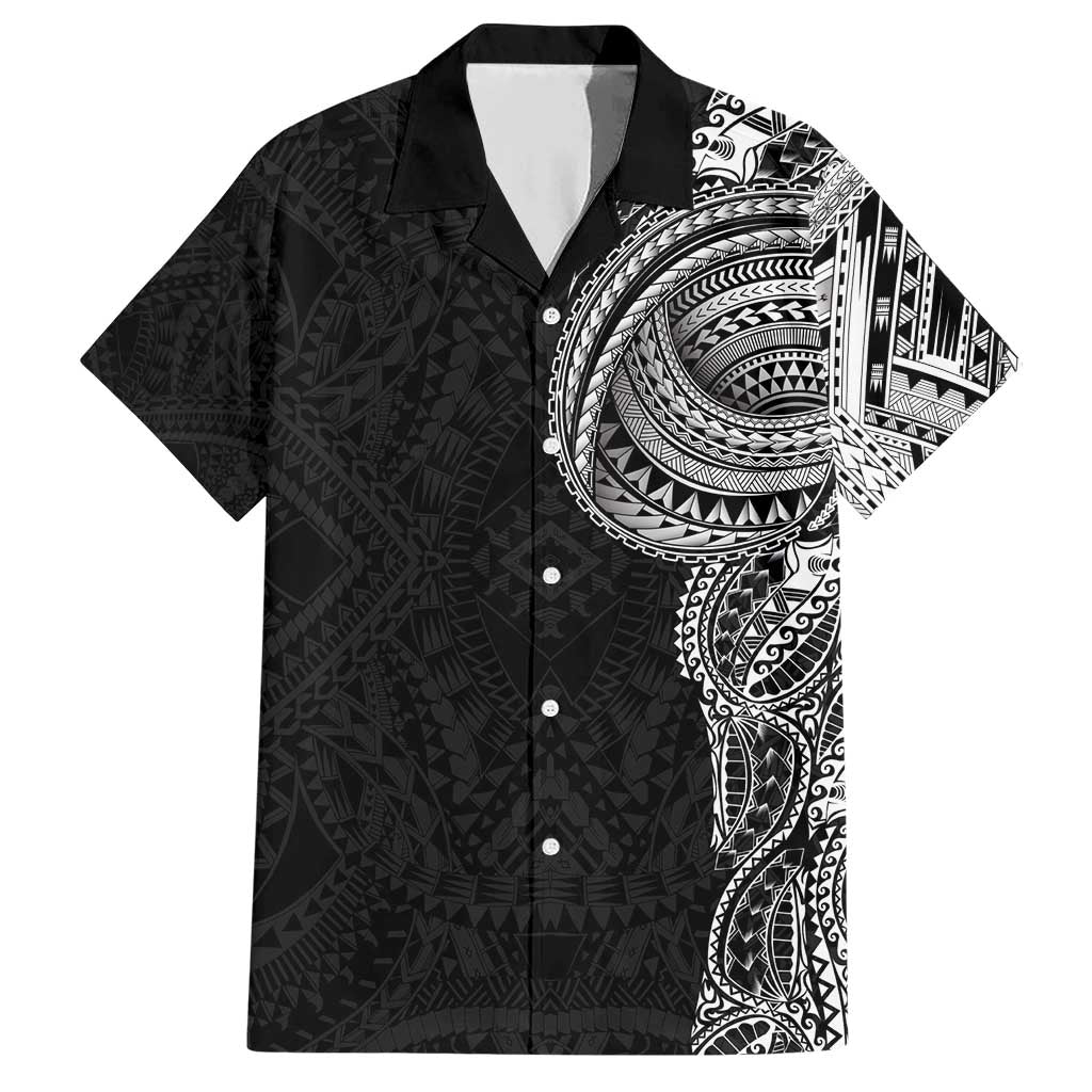 Traditional Polynesian Art Tattoos Family Matching Short Sleeve Bodycon Dress and Hawaiian Shirt Black Color LT03 Dad's Shirt - Short Sleeve Black - Polynesian Pride