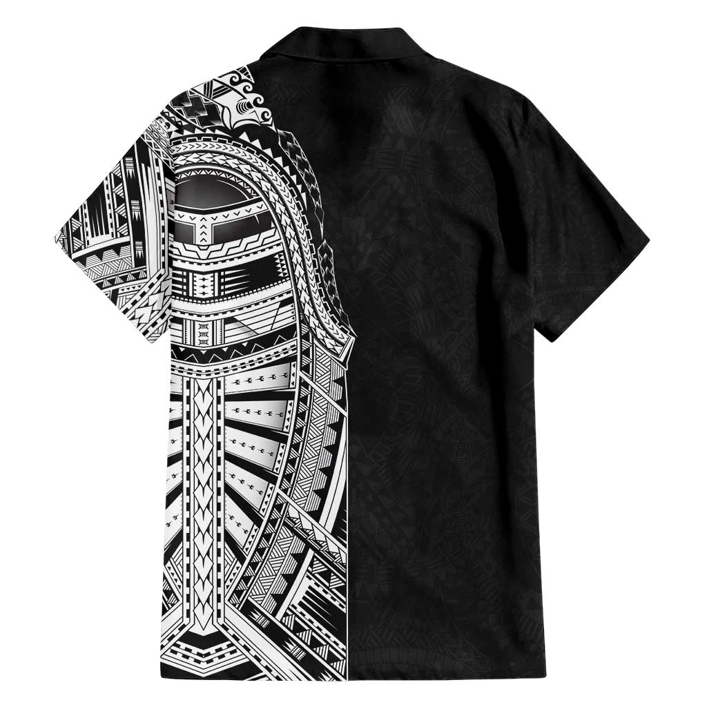 Traditional Polynesian Art Tattoos Family Matching Short Sleeve Bodycon Dress and Hawaiian Shirt Black Color LT03 - Polynesian Pride