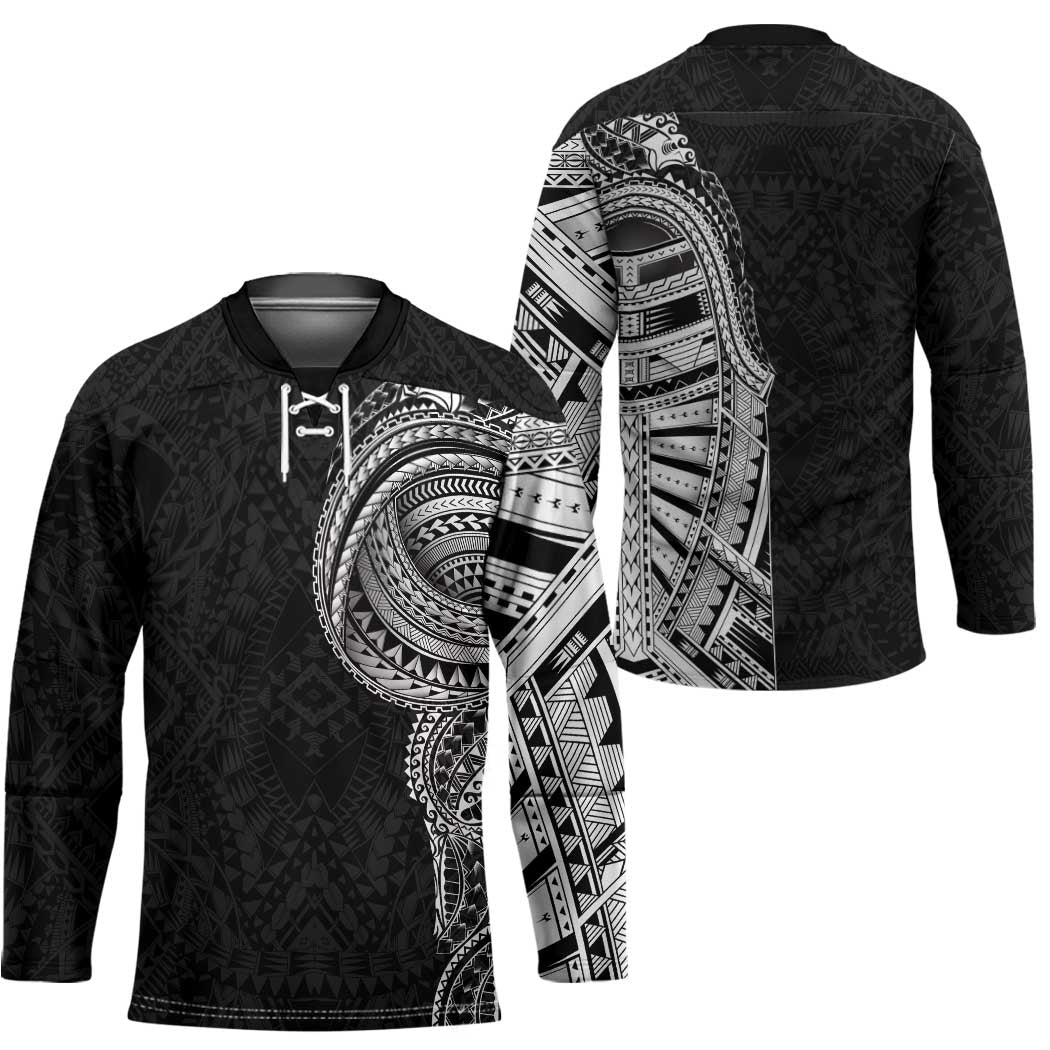 Traditional Polynesian Art Tattoos Hockey Jersey Black Color - Polynesian Pride