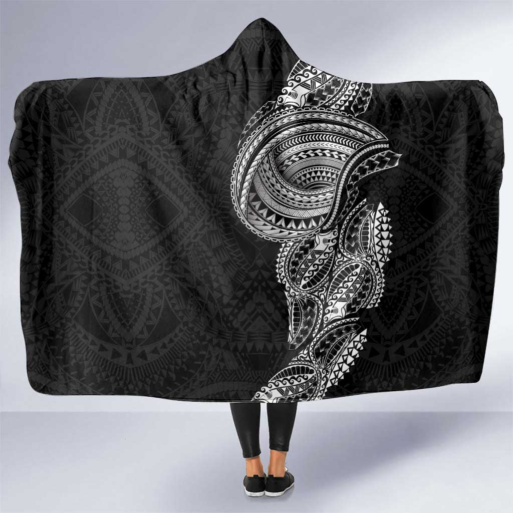 Traditional Polynesian Art Tattoos Hooded Blanket Black Color - Polynesian Pride