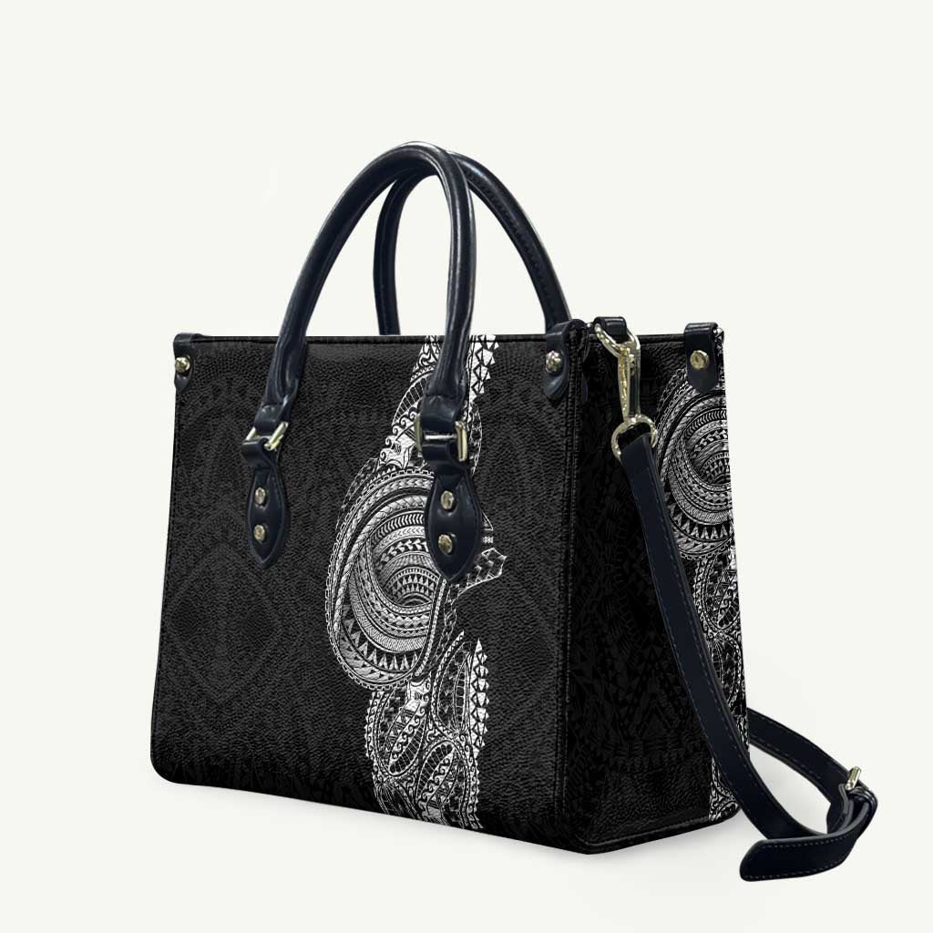 Traditional Polynesian Art Tattoos Leather Bag Black Color - Polynesian Pride