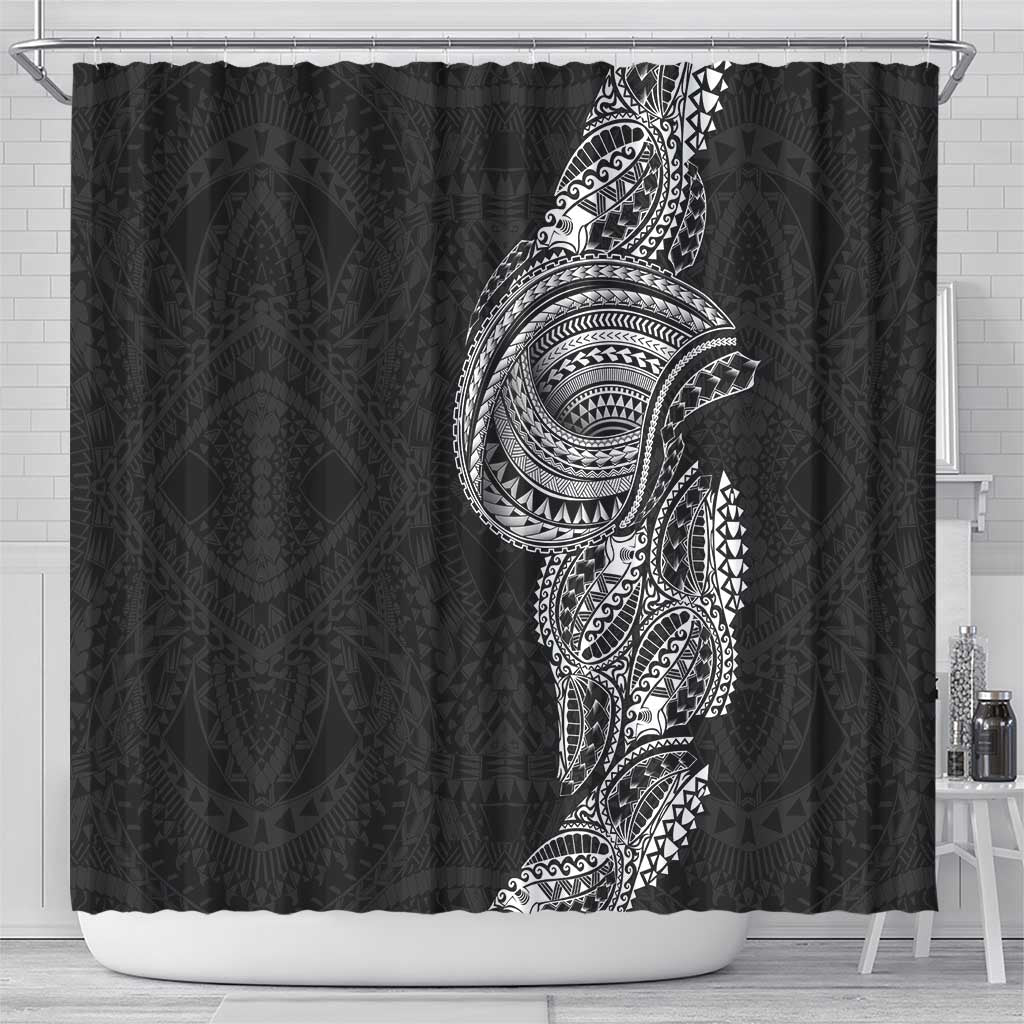 Traditional Polynesian Art Tattoos Shower Curtain Black Color - Polynesian Pride