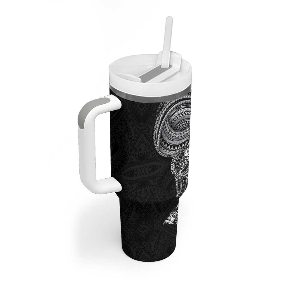 Traditional Polynesian Art Tattoos Tumbler With Handle Black Color - Polynesian Pride