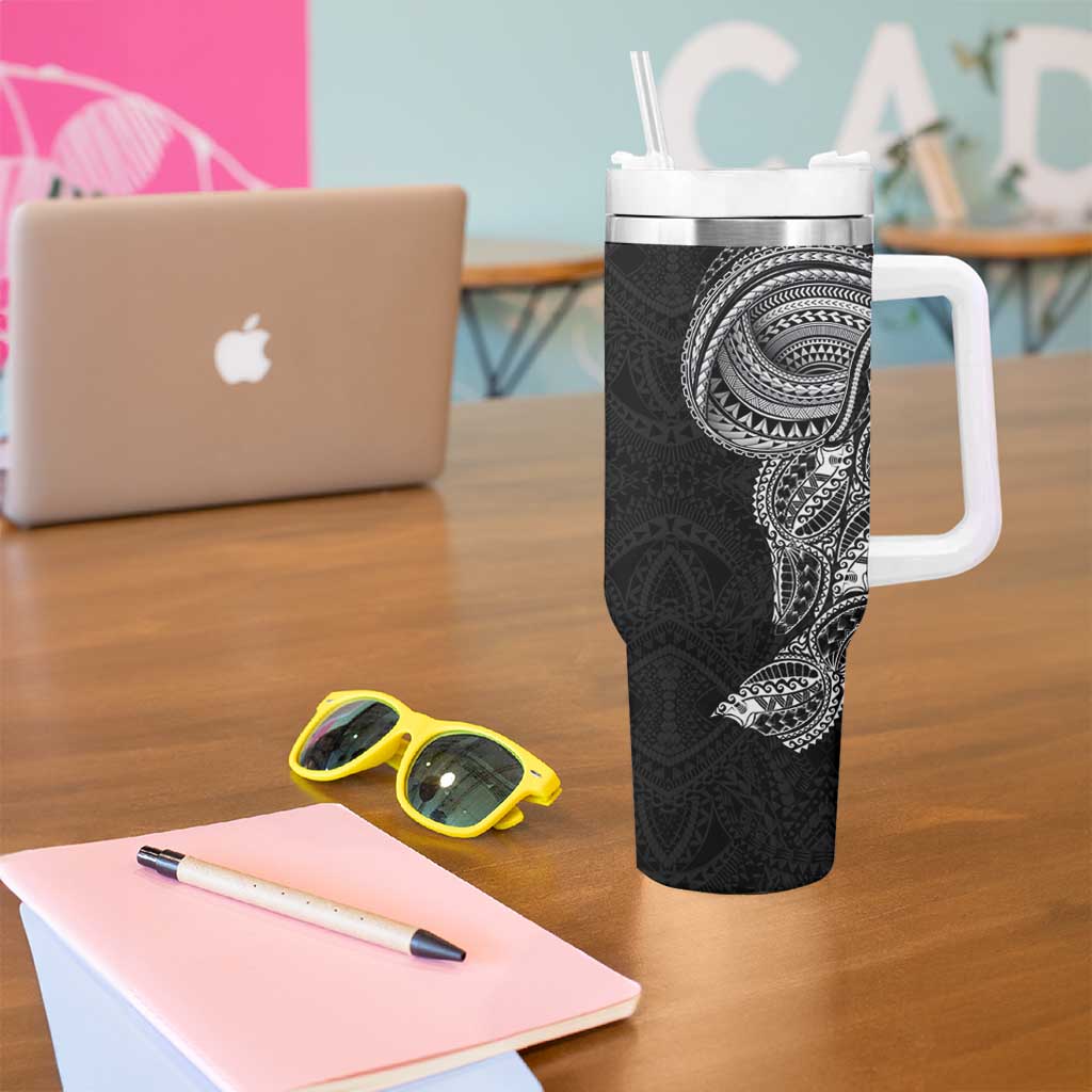 Traditional Polynesian Art Tattoos Tumbler With Handle Black Color - Polynesian Pride