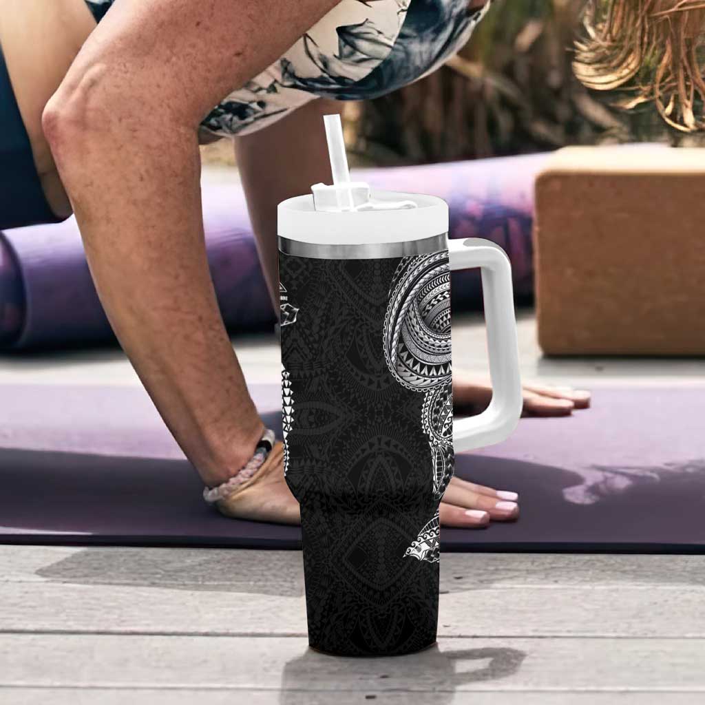 Traditional Polynesian Art Tattoos Tumbler With Handle Black Color - Polynesian Pride