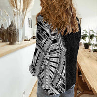 Traditional Polynesian Art Tattoos Women Casual Shirt Black Color - Polynesian Pride