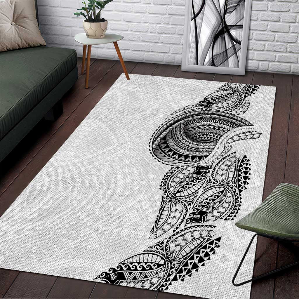 Traditional Polynesian Art Tattoos Area Rug White Color - Polynesian Pride