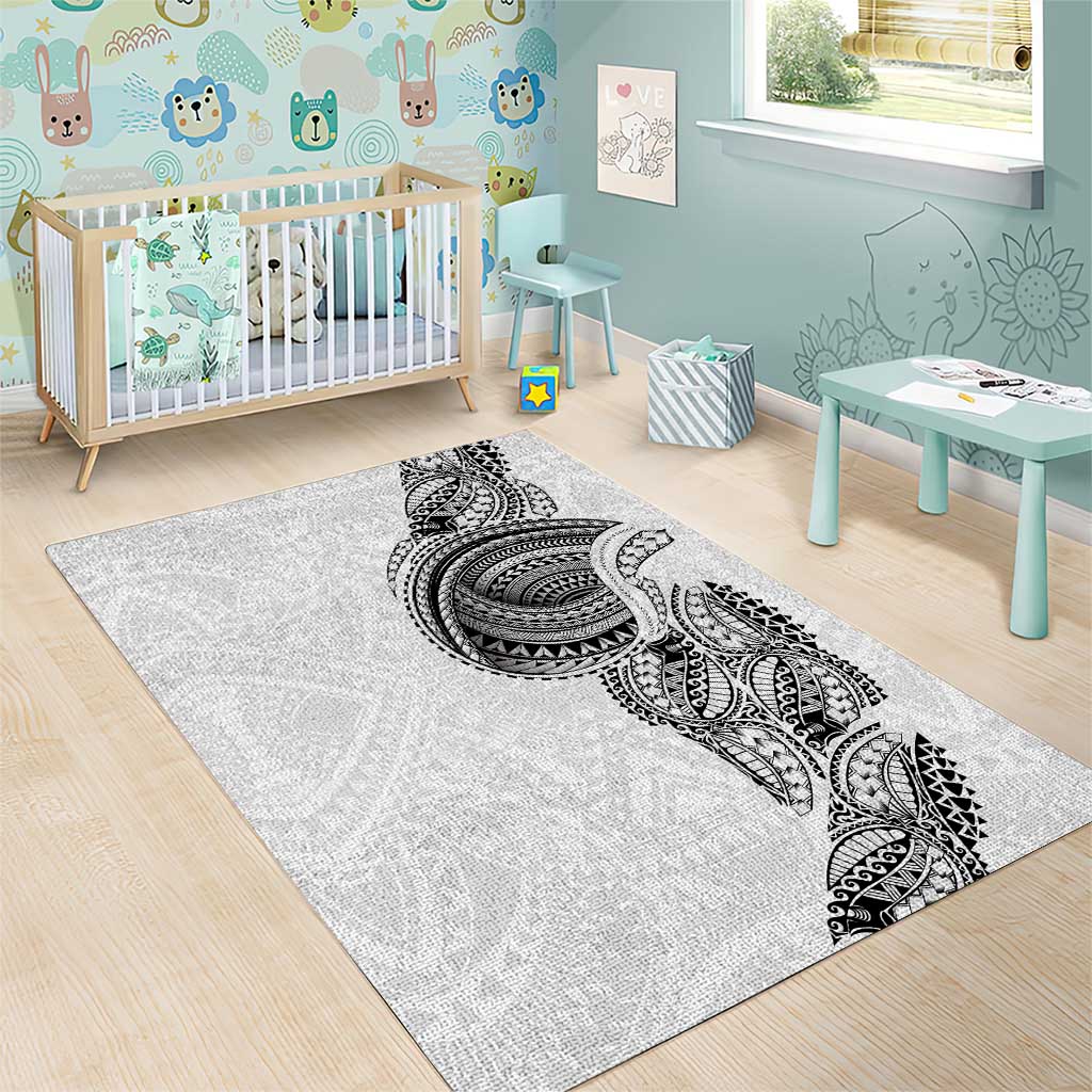 Traditional Polynesian Art Tattoos Area Rug White Color - Polynesian Pride