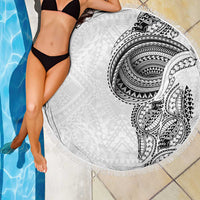 Traditional Polynesian Art Tattoos Beach Blanket White Color - Polynesian Pride
