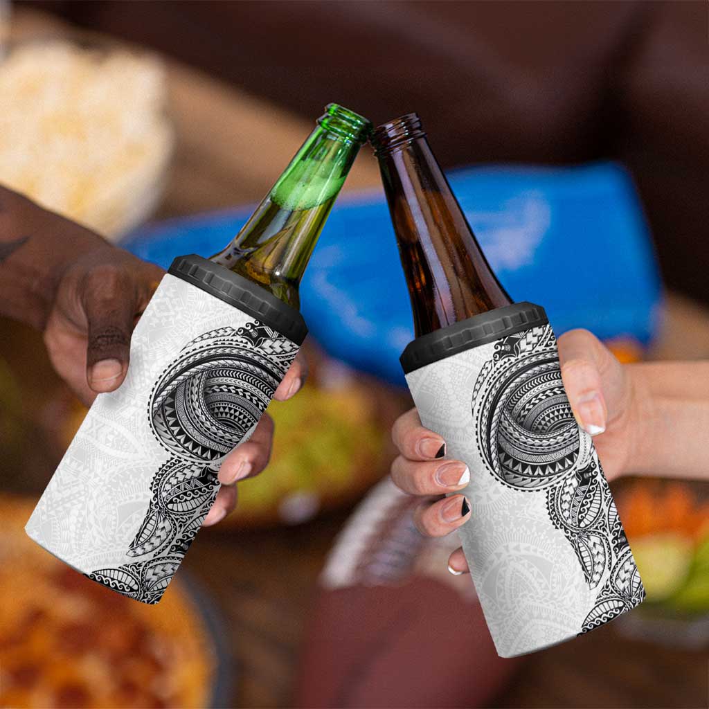 Traditional Polynesian Art Tattoos 4 in 1 Can Cooler Tumbler White Color - Polynesian Pride