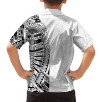 Traditional Polynesian Art Tattoos Family Matching Long Sleeve Bodycon Dress and Hawaiian Shirt White Color LT03 - Polynesian Pride