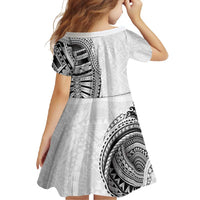 Traditional Polynesian Art Tattoos Family Matching Long Sleeve Bodycon Dress and Hawaiian Shirt White Color LT03 - Polynesian Pride