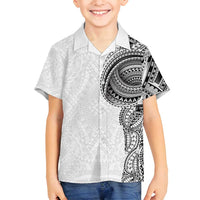 Traditional Polynesian Art Tattoos Family Matching Long Sleeve Bodycon Dress and Hawaiian Shirt White Color LT03 Son's Shirt White - Polynesian Pride