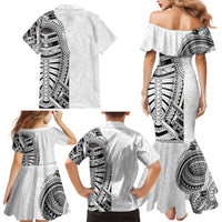 Traditional Polynesian Art Tattoos Family Matching Mermaid Dress and Hawaiian Shirt White Color LT03 - Polynesian Pride
