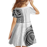 Traditional Polynesian Art Tattoos Family Matching Off Shoulder Short Dress and Hawaiian Shirt White Color - Polynesian Pride