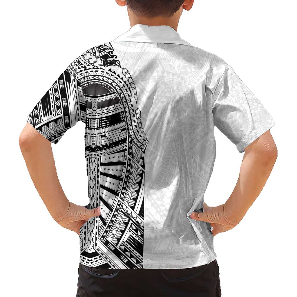 Traditional Polynesian Art Tattoos Family Matching Short Sleeve Bodycon Dress and Hawaiian Shirt White Color LT03 - Polynesian Pride