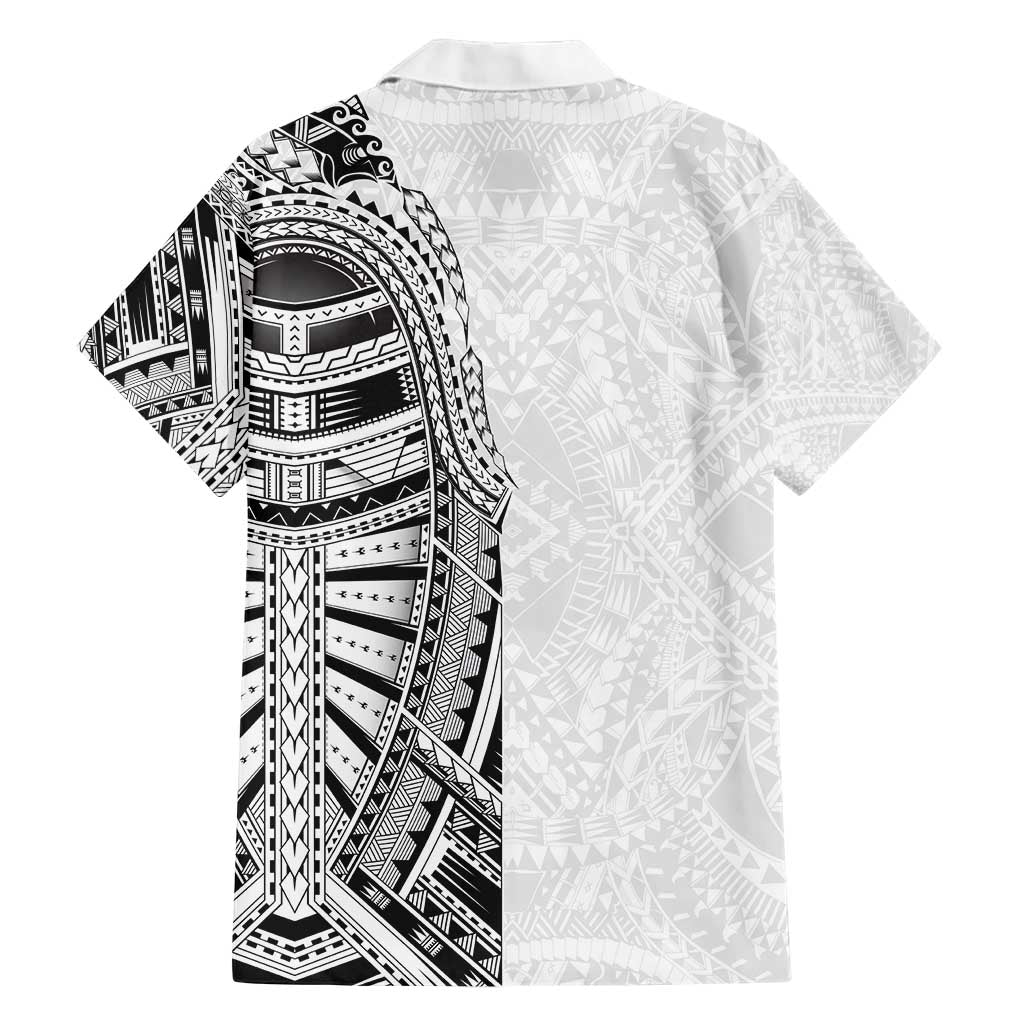 Traditional Polynesian Art Tattoos Family Matching Short Sleeve Bodycon Dress and Hawaiian Shirt White Color LT03 - Polynesian Pride