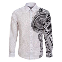 Traditional Polynesian Art Tattoos Family Matching Short Sleeve Bodycon Dress and Hawaiian Shirt White Color LT03 Dad's Shirt - Long Sleeve White - Polynesian Pride