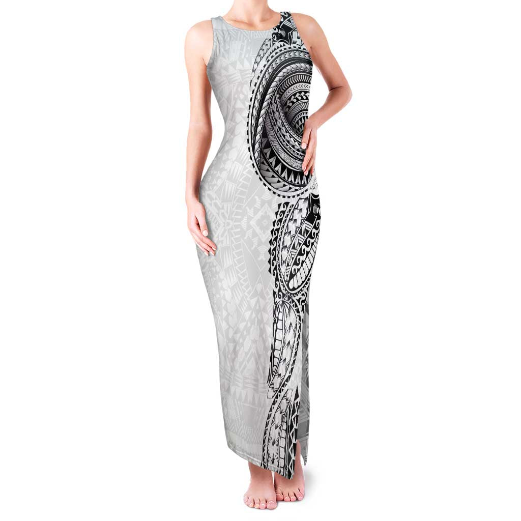 Traditional Polynesian Art Tattoos Family Matching Tank Maxi Dress and Hawaiian Shirt White Color - Polynesian Pride