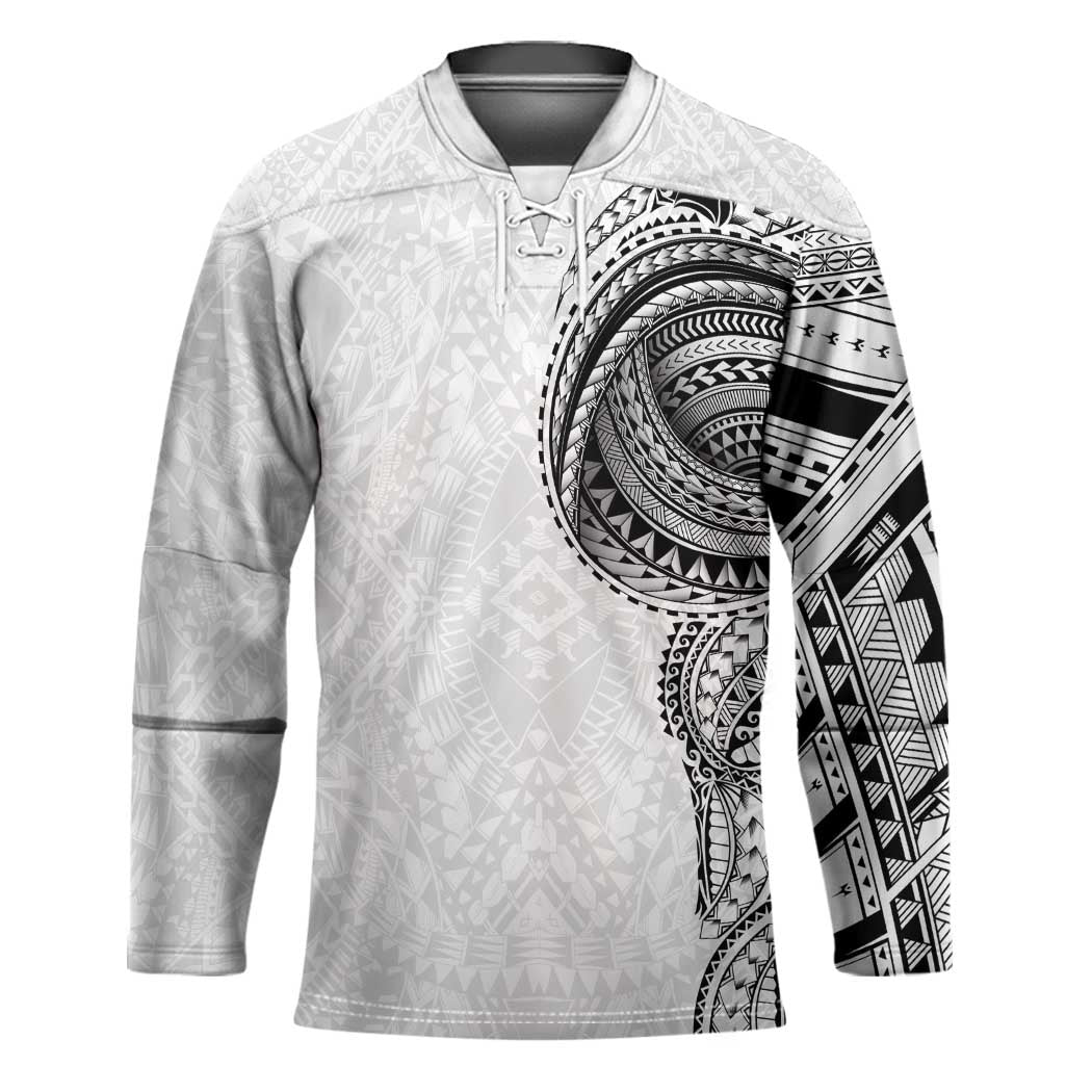 Traditional Polynesian Art Tattoos Hockey Jersey White Color - Polynesian Pride