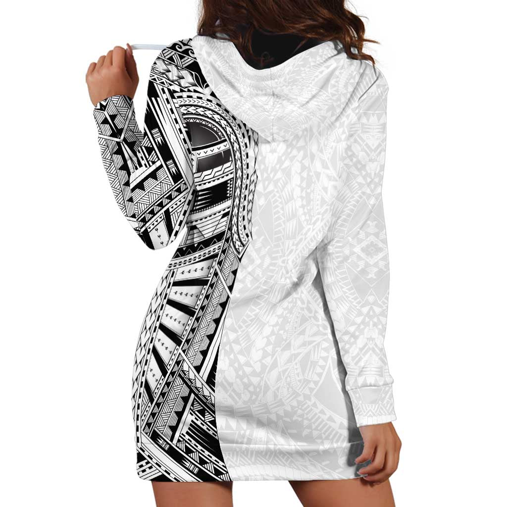 Traditional Polynesian Art Tattoos Hoodie Dress White Color - Polynesian Pride