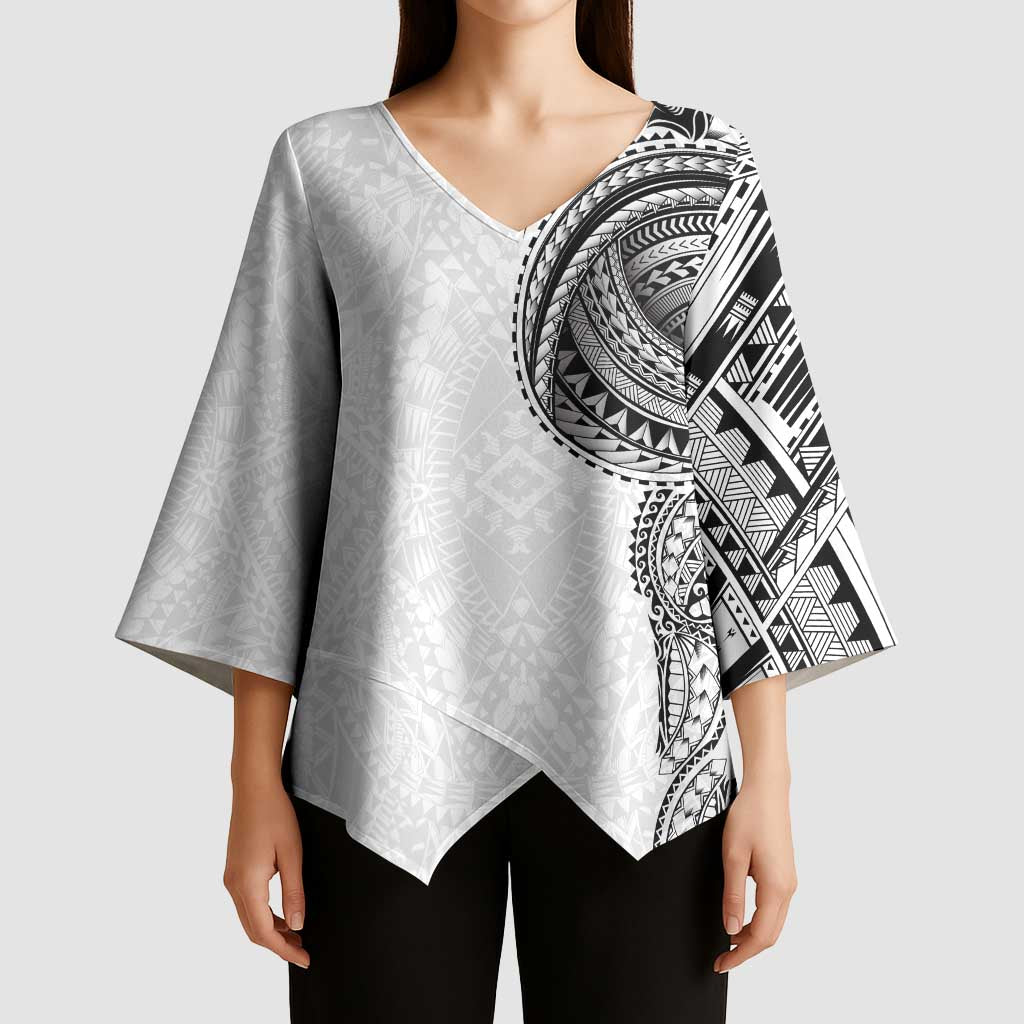 Traditional Polynesian Art Tattoos Kimono Sleeve Blouse White Color - Polynesian Pride