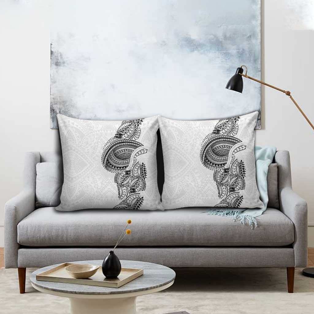 Traditional Polynesian Art Tattoos Pillow Cover White Color - Polynesian Pride