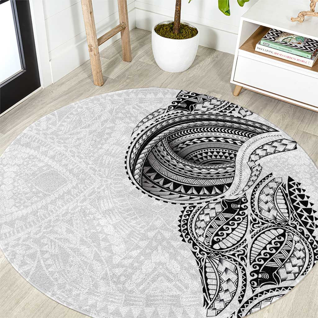 Traditional Polynesian Art Tattoos Round Carpet White Color LT03 White - Polynesian Pride
