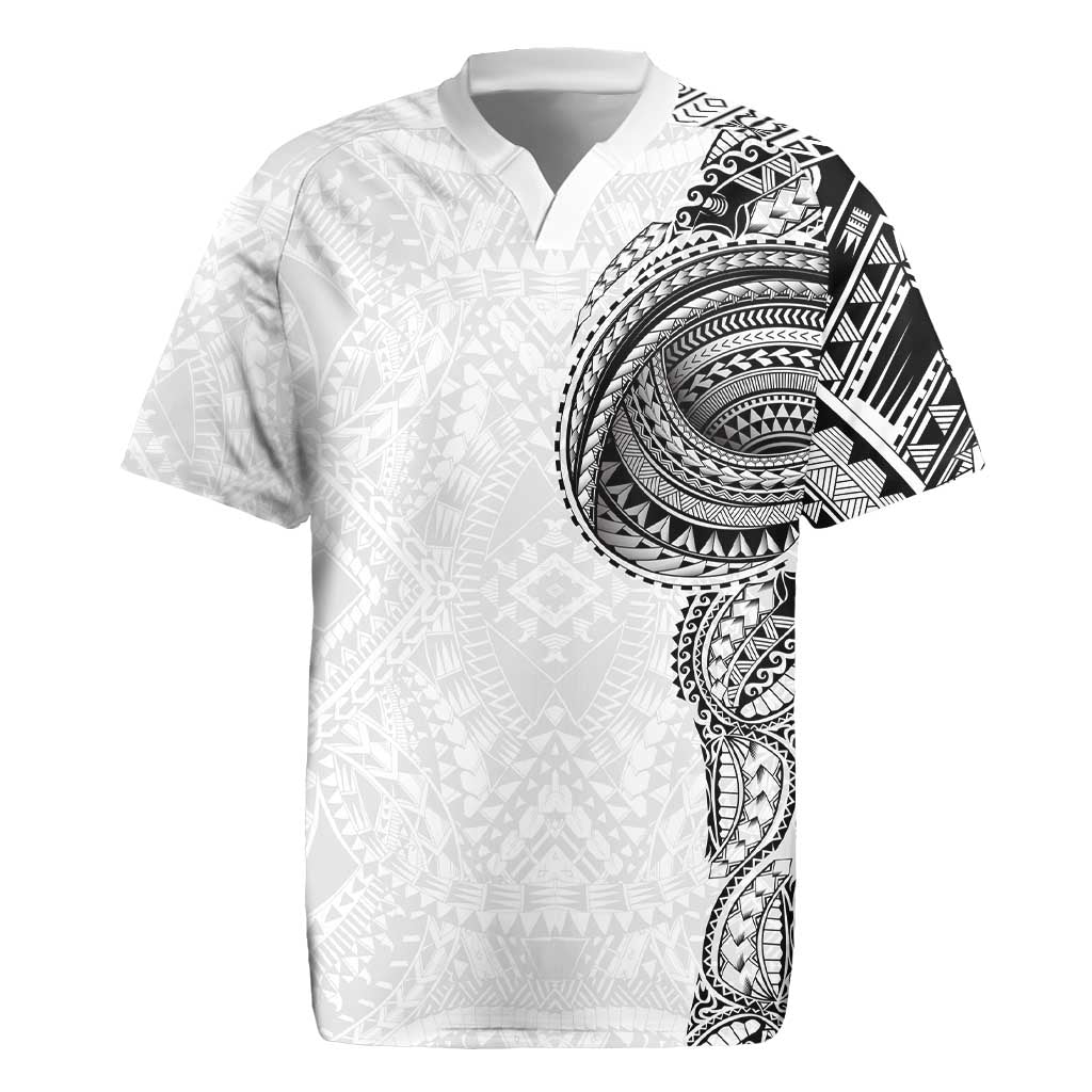 Traditional Polynesian Art Tattoos Rugby Jersey White Color - Polynesian Pride