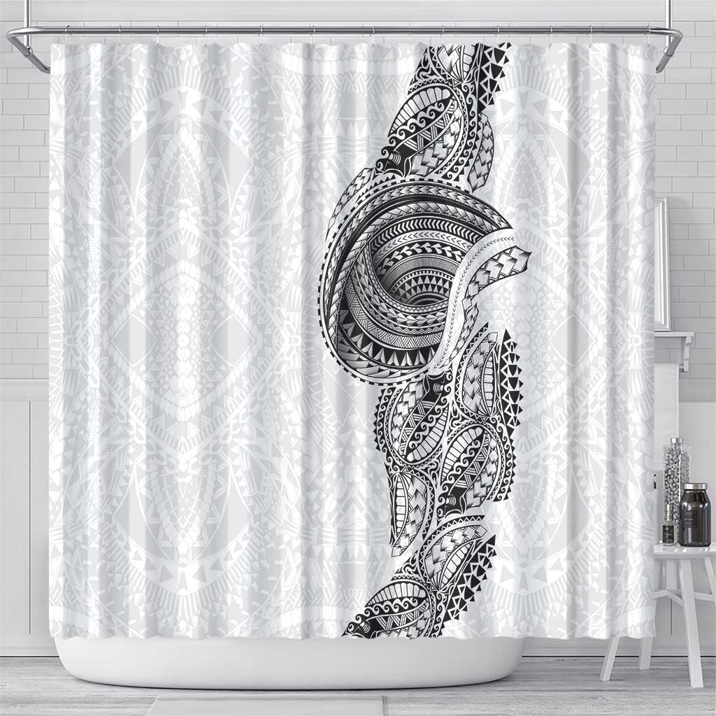 Traditional Polynesian Art Tattoos Shower Curtain White Color - Polynesian Pride