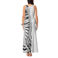 Traditional Polynesian Art Tattoos Tank Maxi Dress White Color - Polynesian Pride