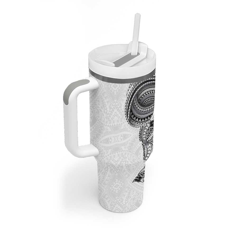 Traditional Polynesian Art Tattoos Tumbler With Handle White Color - Polynesian Pride