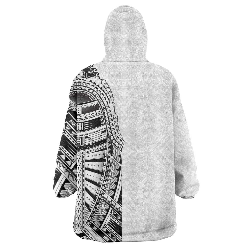 Traditional Polynesian Art Tattoos Wearable Blanket Hoodie White Color - Polynesian Pride