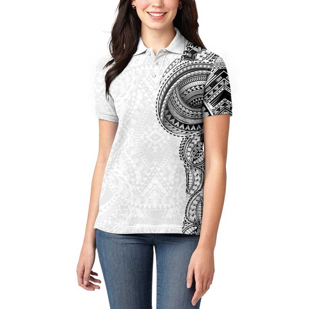 Traditional Polynesian Art Tattoos Women Polo Shirt White Color - Polynesian Pride