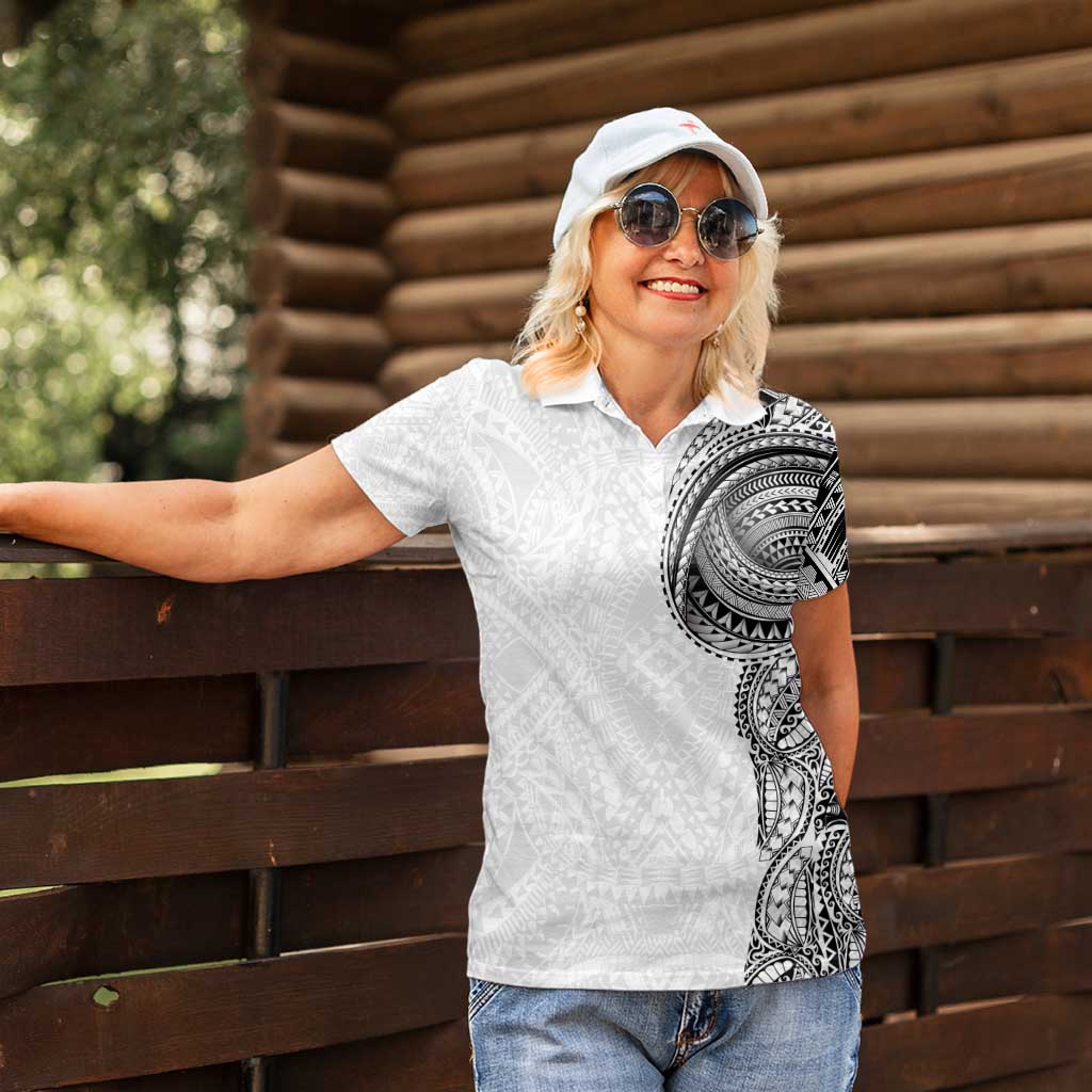 Traditional Polynesian Art Tattoos Women Polo Shirt White Color - Polynesian Pride