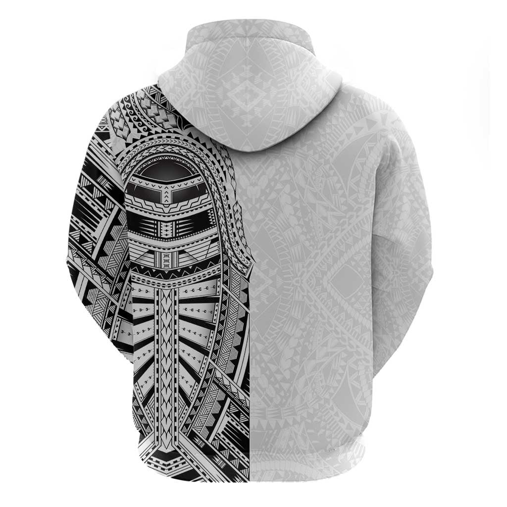 Traditional Polynesian Art Tattoos Zip Hoodie White Color - Polynesian Pride