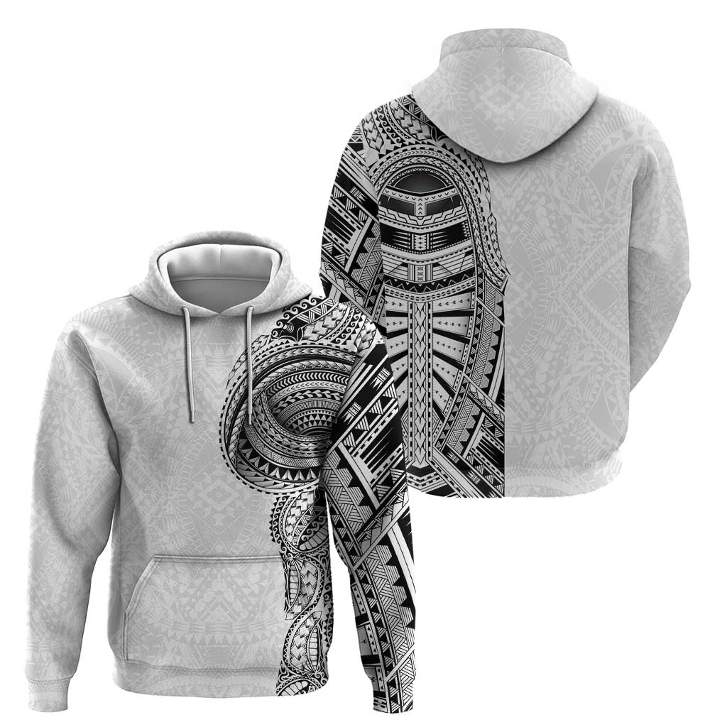 Traditional Polynesian Art Tattoos Zip Hoodie White Color - Polynesian Pride
