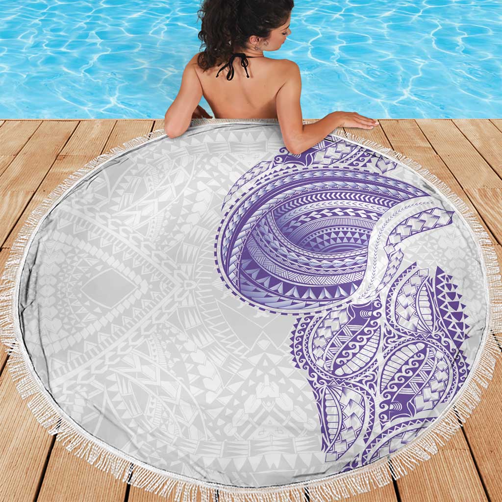 Traditional Polynesian Art Tattoos Beach Blanket Purple Color - Polynesian Pride